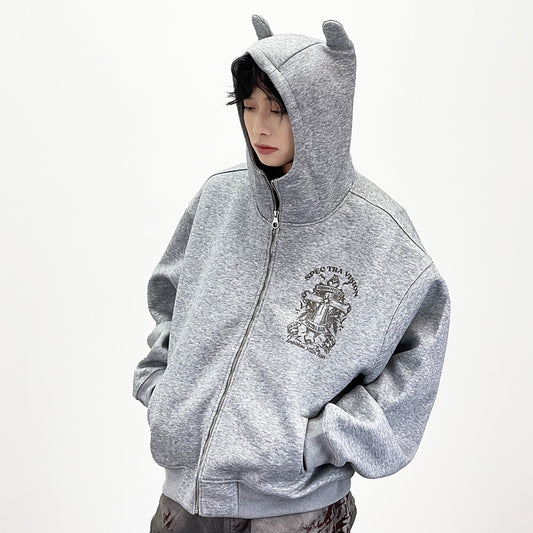 Cross Print Heavyweight Zipper Hoodie WN24264