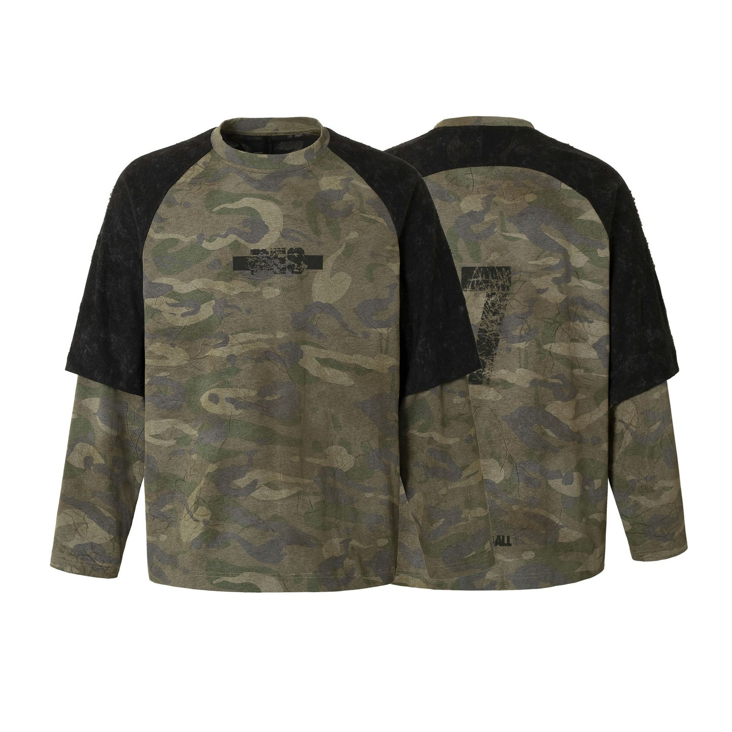 Camouflage Fake Layered Long Sleeve T-Shirt WN14482