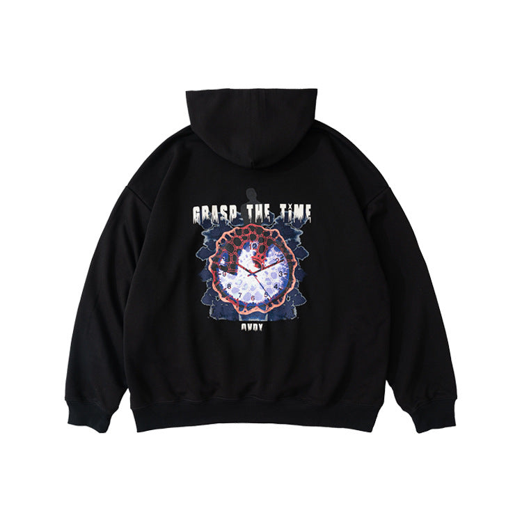 Clock Graphic Oversize Hoodie WN12497