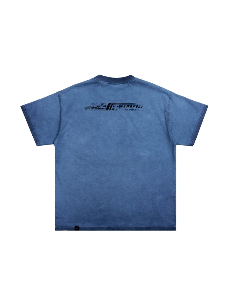 Graphic Design Print Washed Short Sleeve T-Shirt WN18066