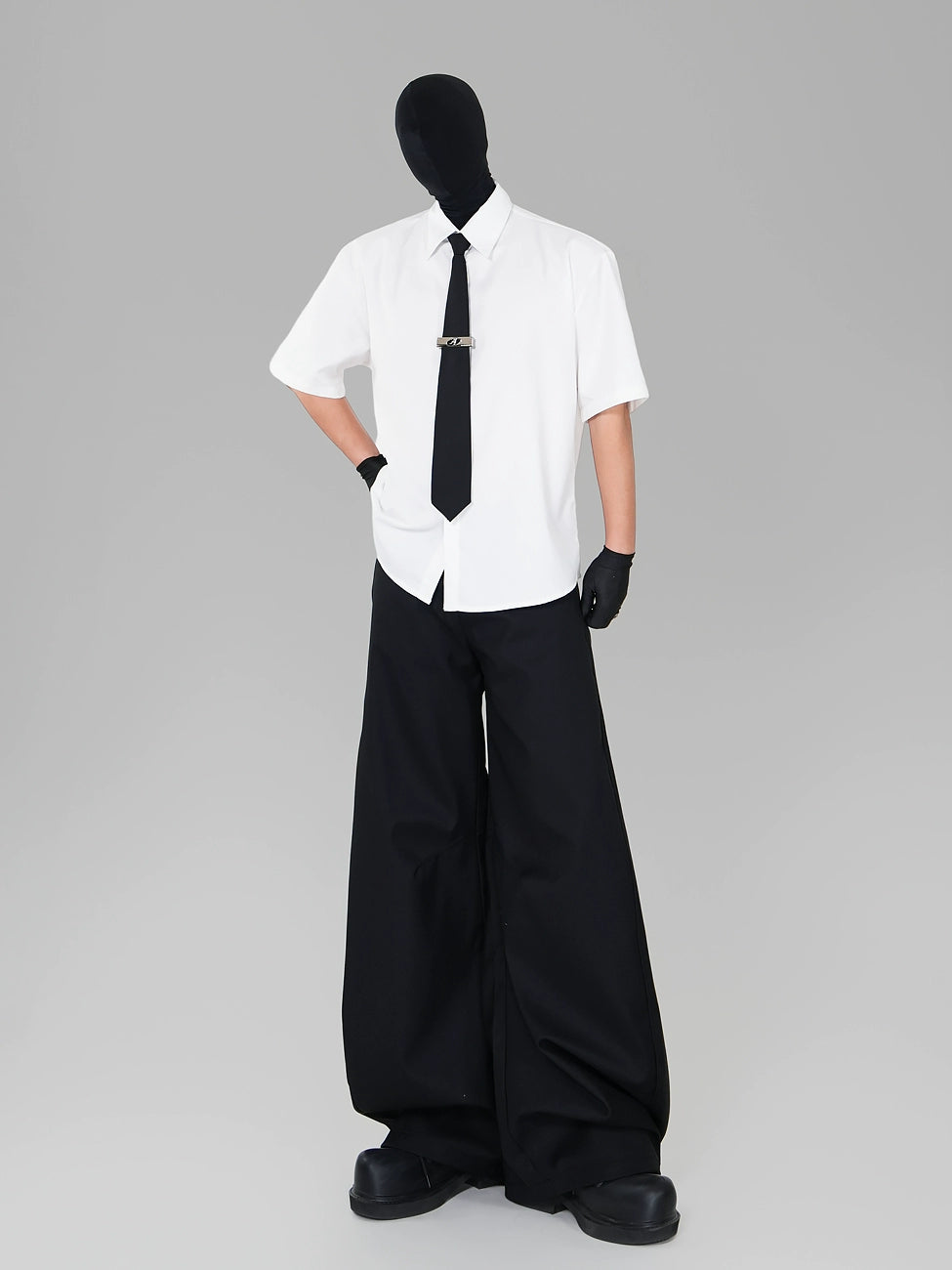 Oversize Draped Wrinkle-Resistant Short Sleeve Shirt WN17324