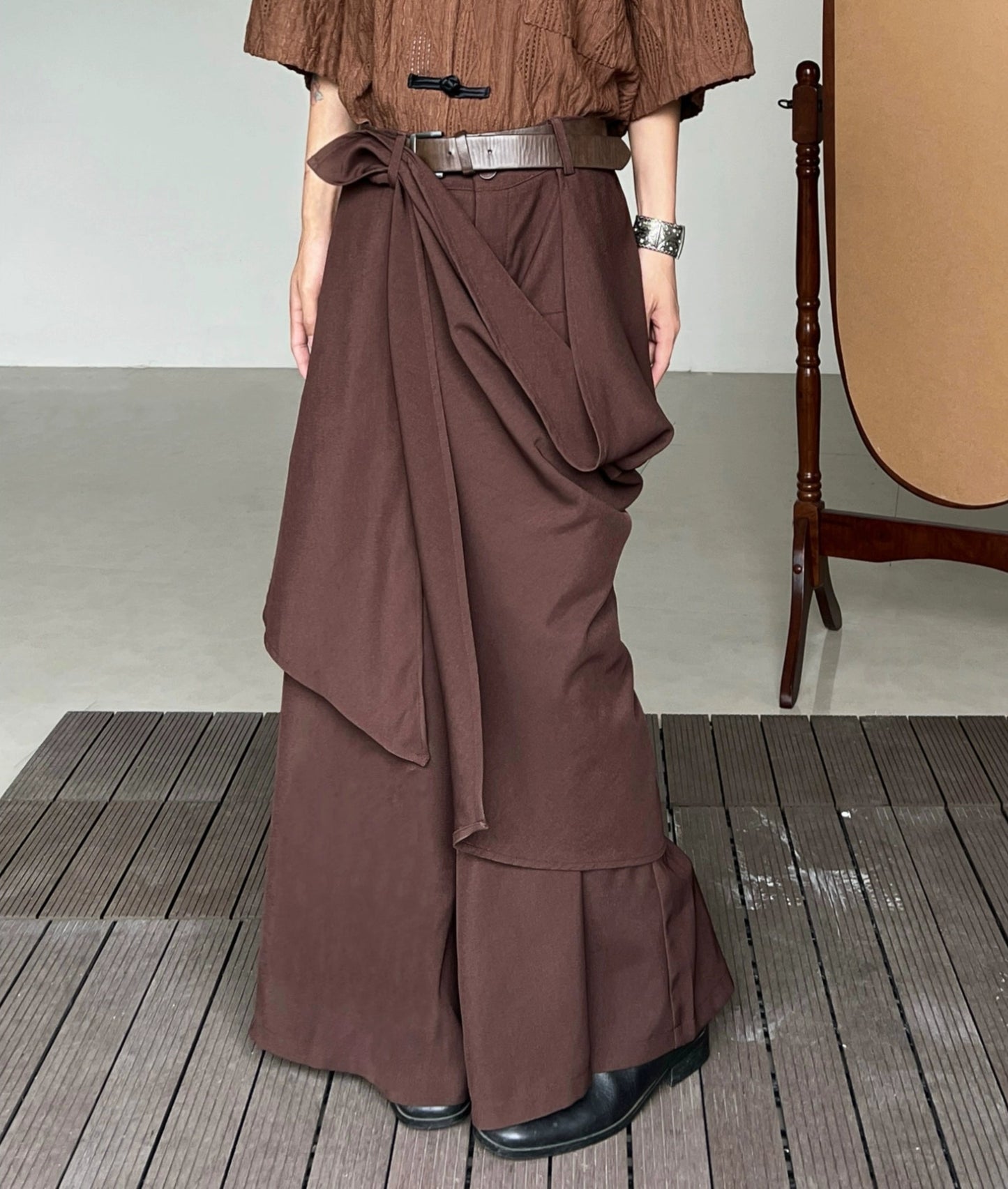 Irregular Patchwork Wide Leg Trousers WN20024