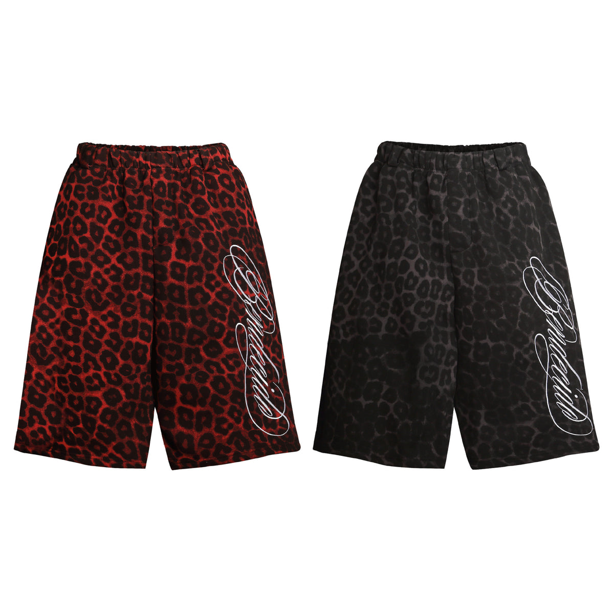 Leopard Graphic Letter Wide Leg Half Pants WN28106