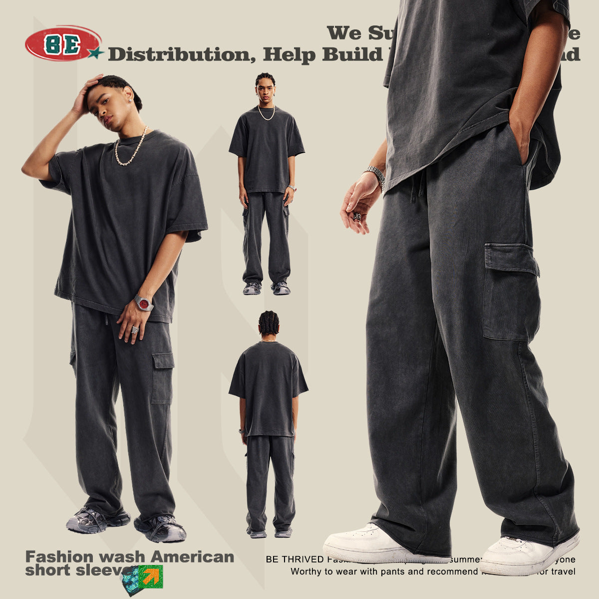 Wide-leg Thin Cargo Sweatpants WN6022
