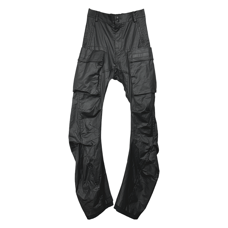 Waxed Pleated Layered Flare Pants WN21990