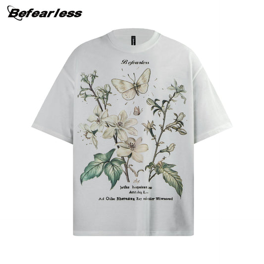 Flower Butterfly Graphic Short Sleeve T-Shirt WN26261