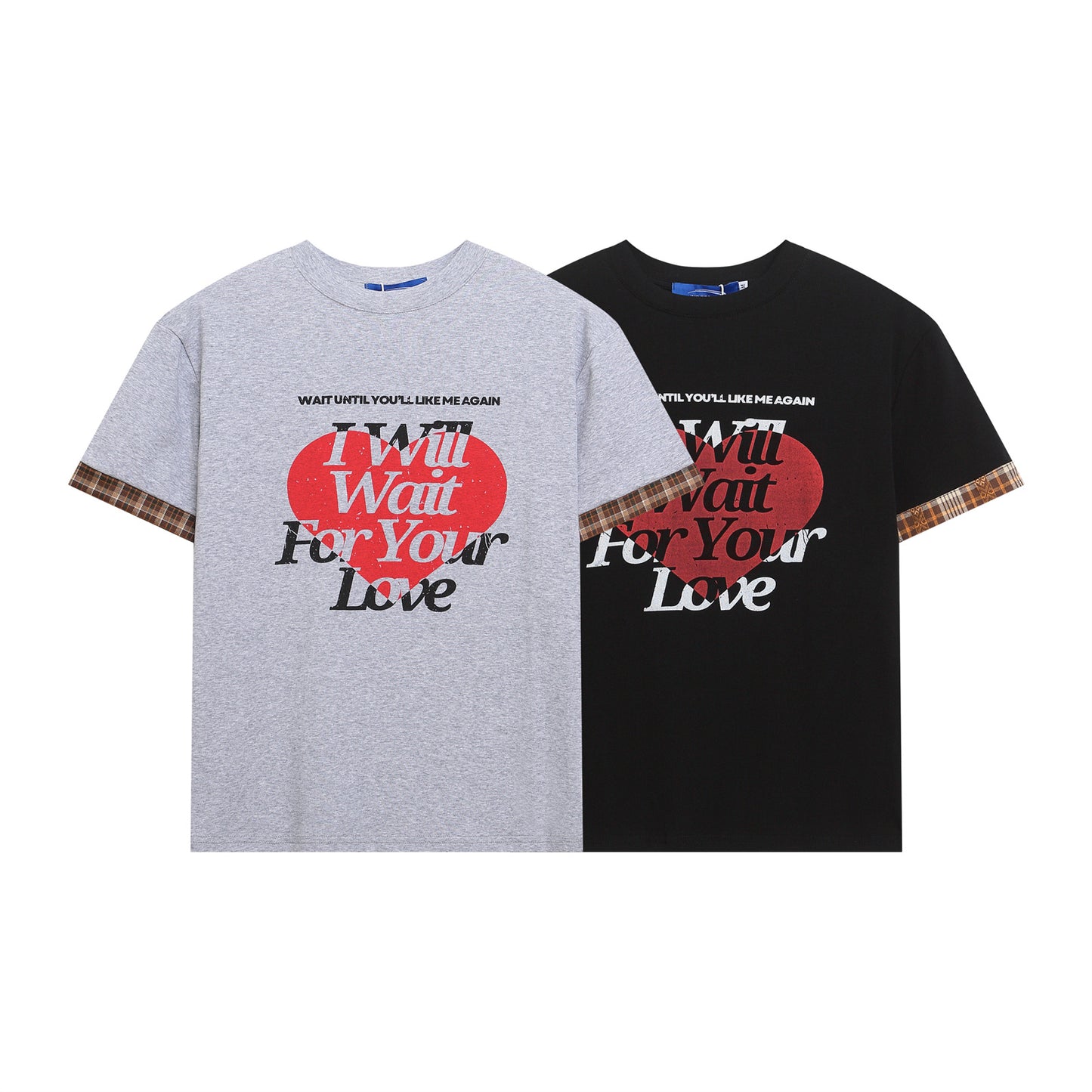 Patchwork Heart Letter Print Short Sleeve T-Shirt WN26908
