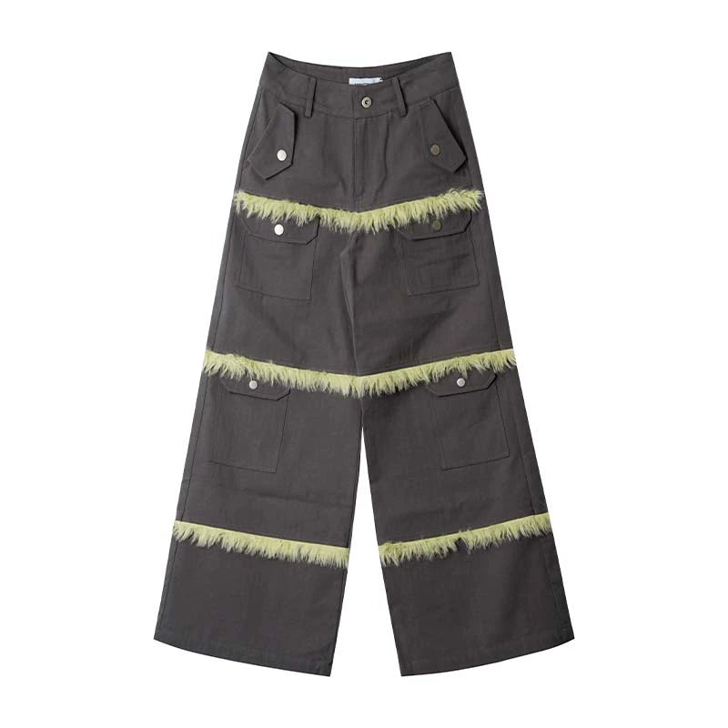 Contrast Stitch Multi Pocket Wide Leg Pants WN18884