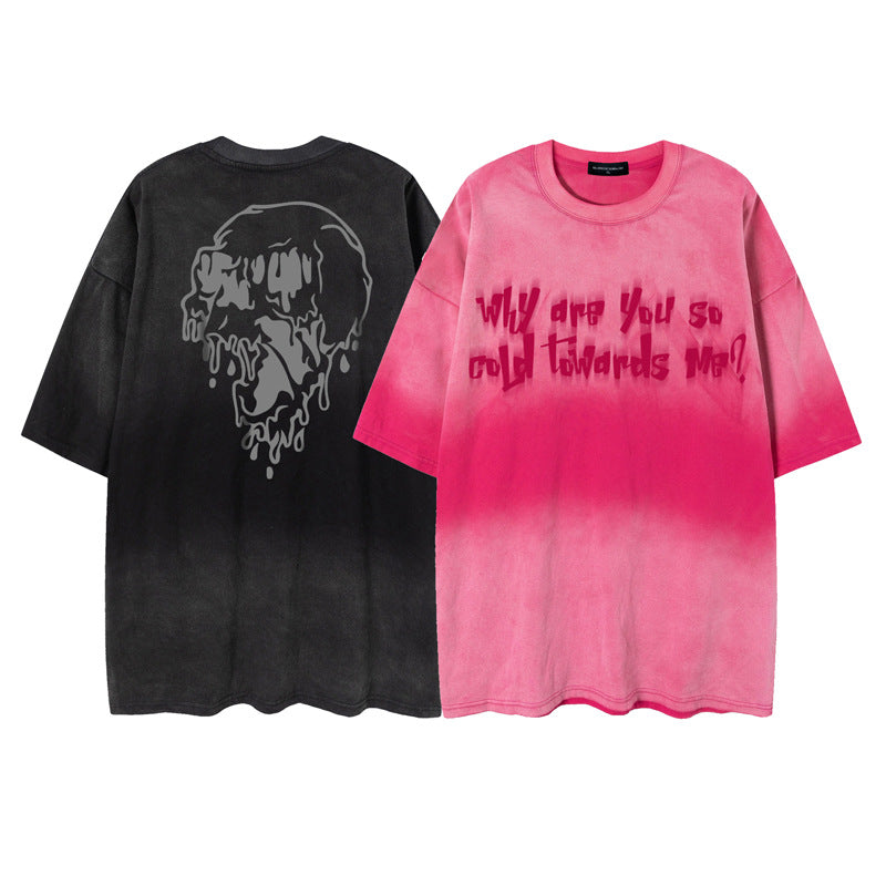 Oversize Skull Print Short Sleeve T-Shirt WN16505