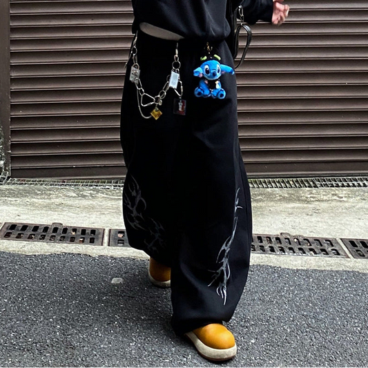 Thorn Print Zipper Hoodie & Thorn Print Wide Leg Sweatpants Setup WN25656