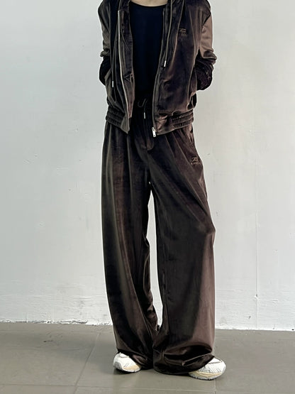 Corduroy Zipper Hoodie & Wide-leg Corduroy Pants Setup WN5016
