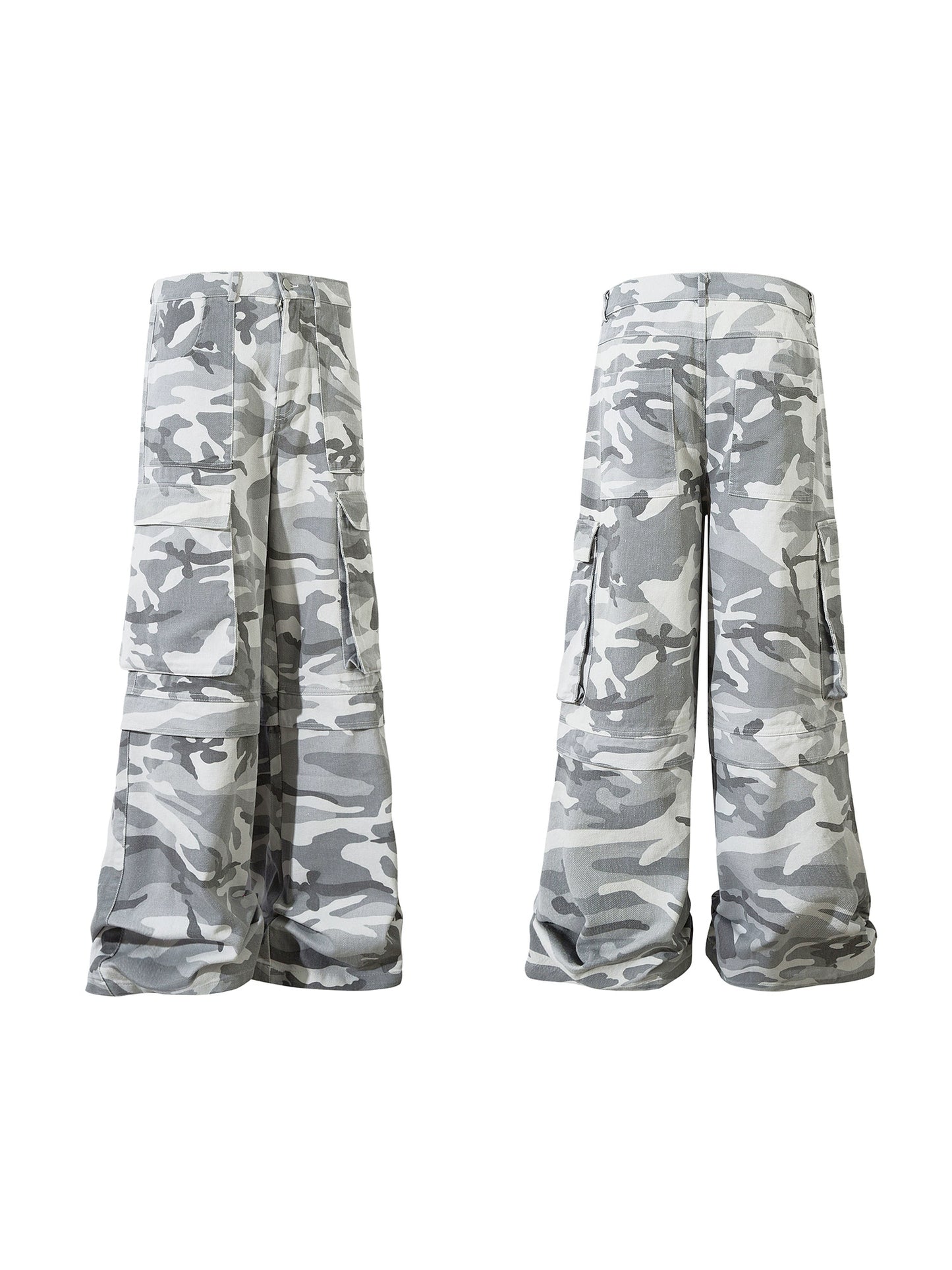 Camouflage Multi-Pocket Wide Leg Cargo Pants WN18154