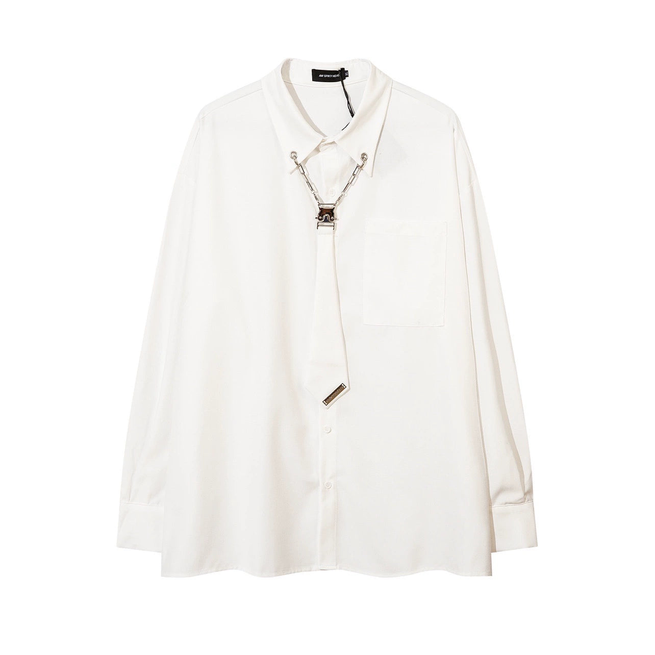 Tie Attached Oversie Casual Long Sleeve Shirt WN4664