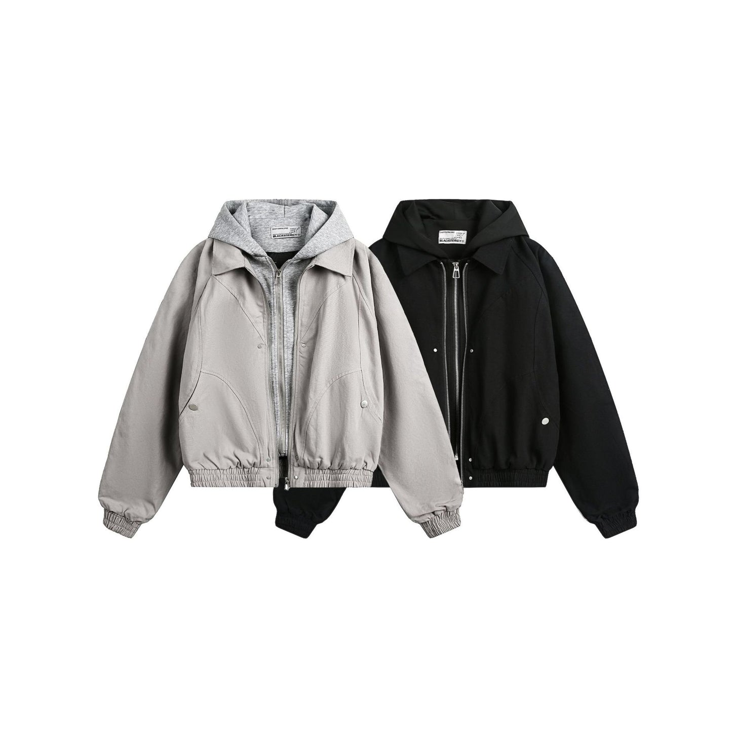 Fake Layered Patchwork Hooded Jacket WN12714