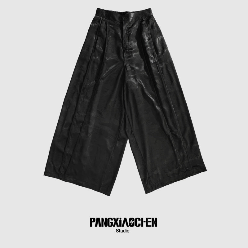 Lightweight Patterned Design Wide Leg Trousers WN20192