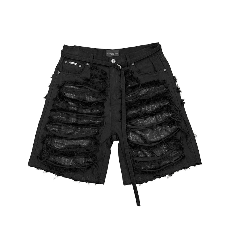 Torn Destroyed Washed Denim Short Jeans WN17698