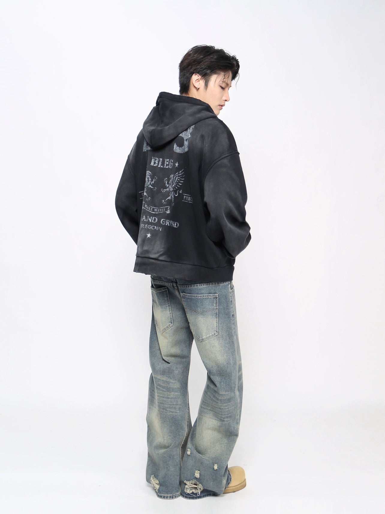 Heavyweight Spray Paint Zipper Hoodie WN21021