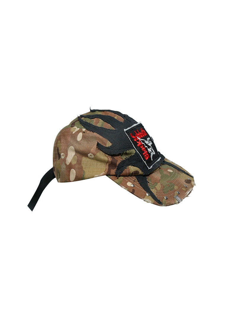 Flame Patchwork Camouflage Flat-Brim Cap WN21102