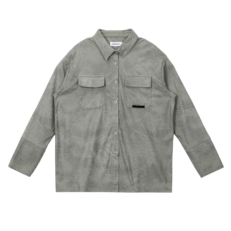 Swamp Green Textured Long Sleeve Shirt WN19046