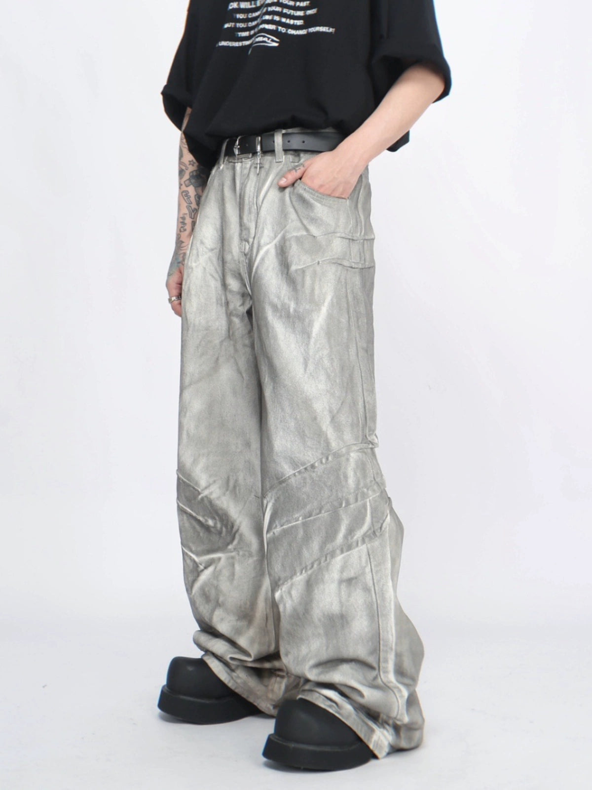 Washed Wide-Leg Straight Denim Jeans WN5875