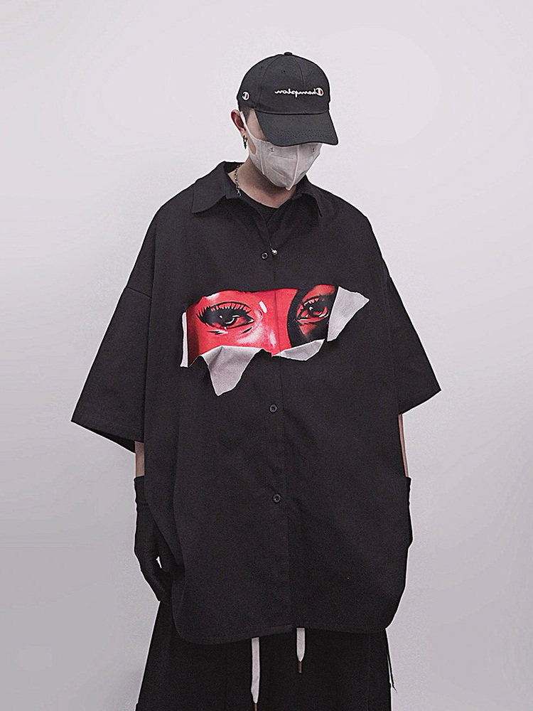 Graphic Print Oversize Short Sleeve Shirt WN23994