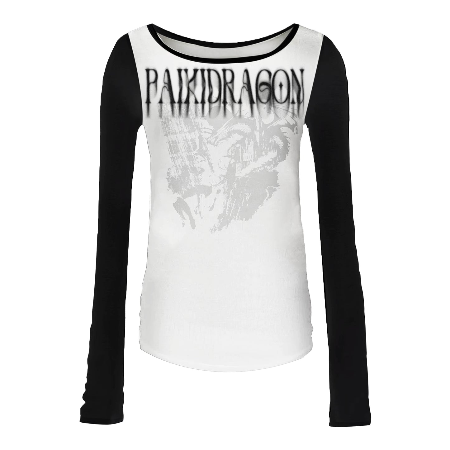 Sheer Print Double Layer Long Sleeve T-Shirt WN20899