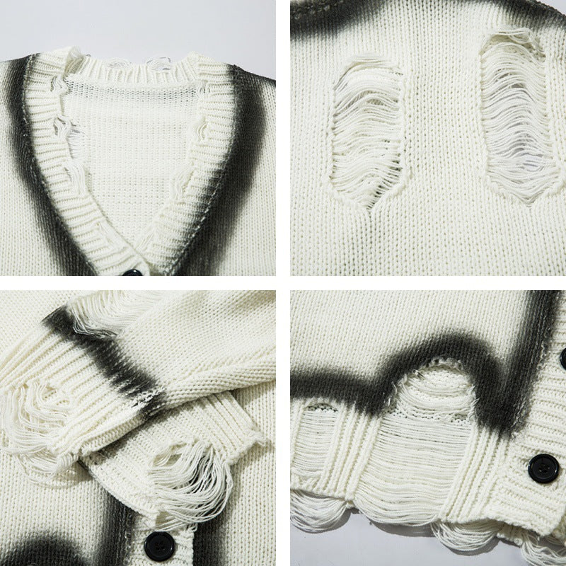 Tie-Dye Colorblock Knit Cardigan WN11413