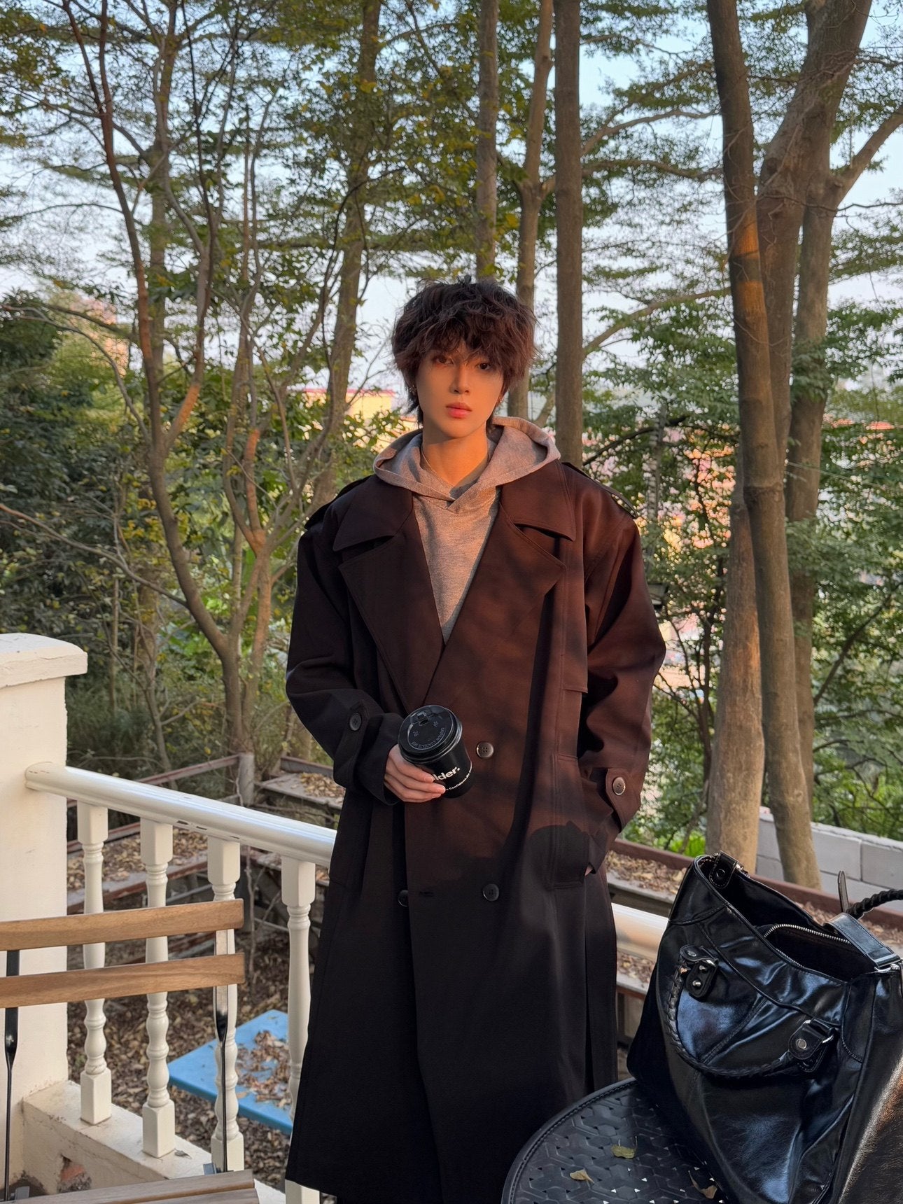 British Style Cape Design Mid-Long Coat WN23165