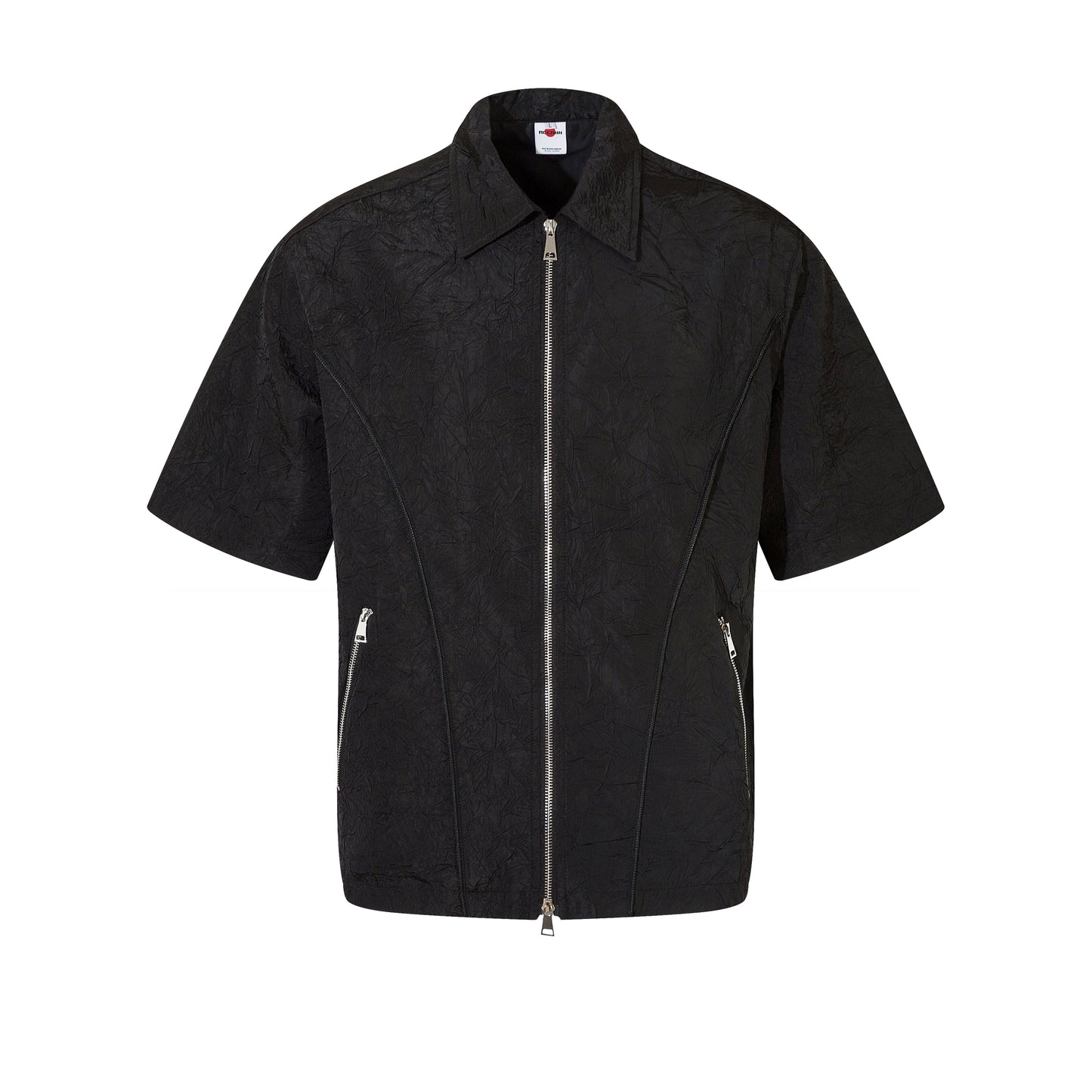 Deconstructed Texture Double Zipper Short Sleeve Shirt WN18122