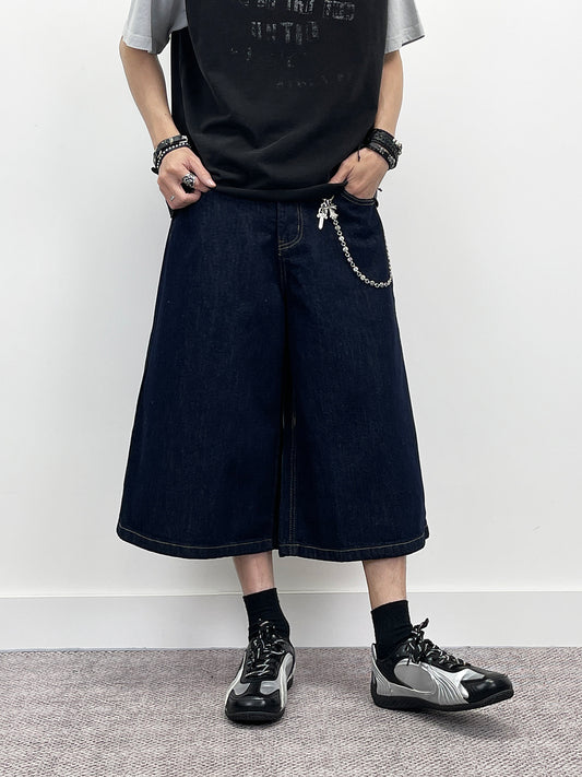 Wide Leg Half Denim Jeans WN24274