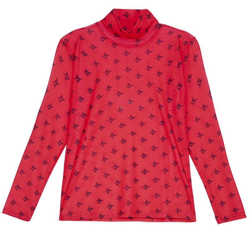 Sheer High Neck Long Sleeve T-shirt WN6927