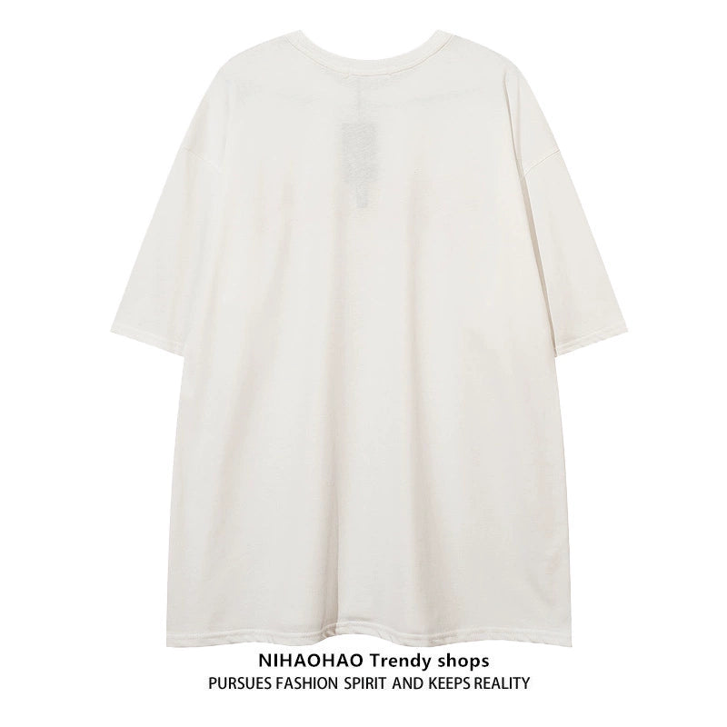 Graphic Letter Print Oversize Short Sleeve T-Shirt WN16397