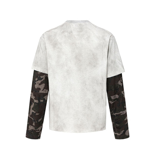Fake Layered Letter Print Oversize Long Sleeve T-Shirt WN26075