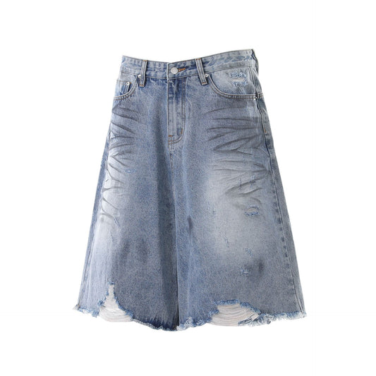 Frayed Distressed Denim Half Jeans WN25413
