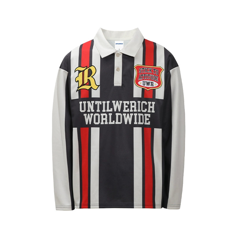 Sporty Colorblock Long Sleeve Polo Shirt WN17726