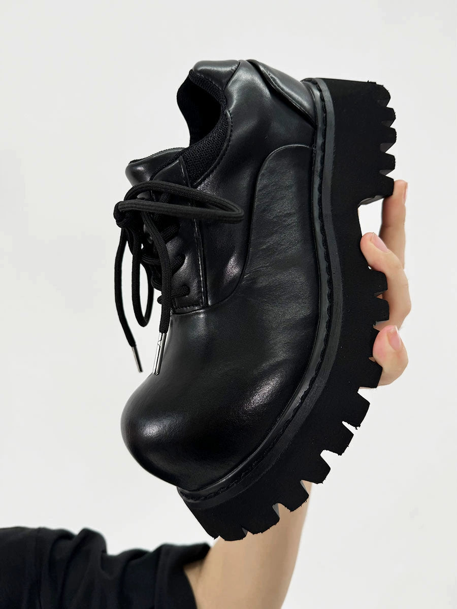 Large Toe Derby Design Leather Shoes WN19150