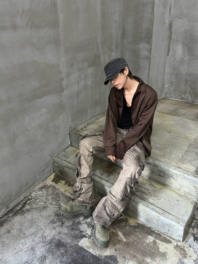 Washed Multi-Pocket Wide Leg Cargo Pants WN21172