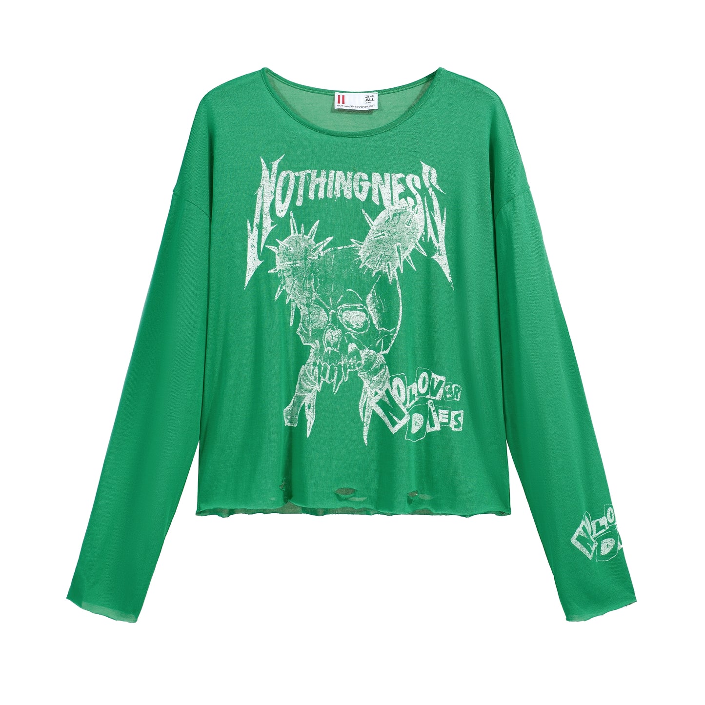 Damage Mesh Long Sleeve T-Shirt WN13734