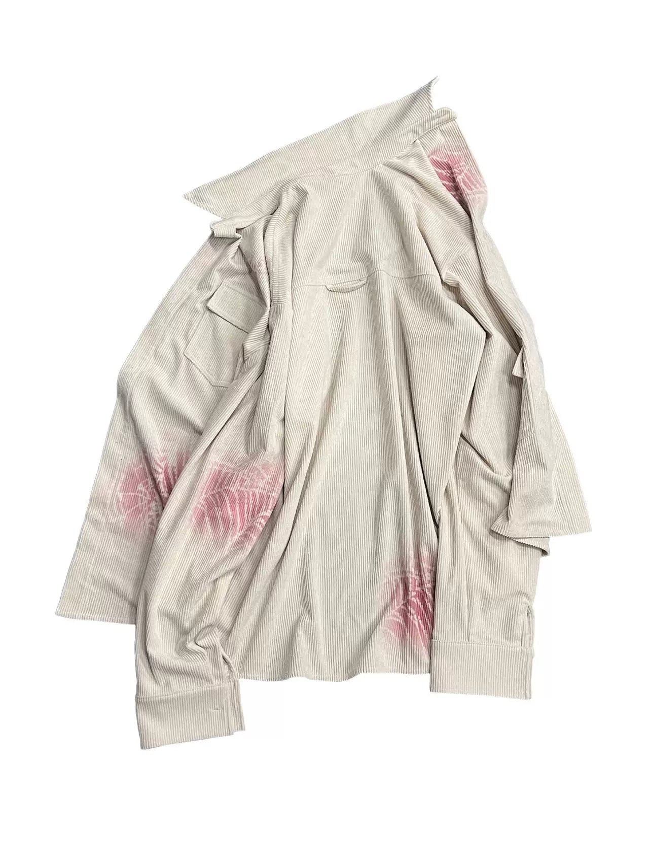 Pocket Design Corduroy Spray Print Long Sleeve Shirt WN18921