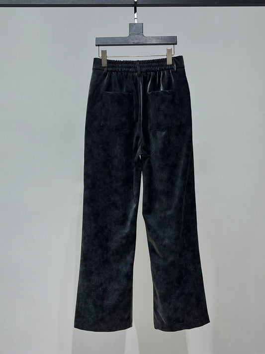Strap Zipper PU Leather Straight Pants WN23859