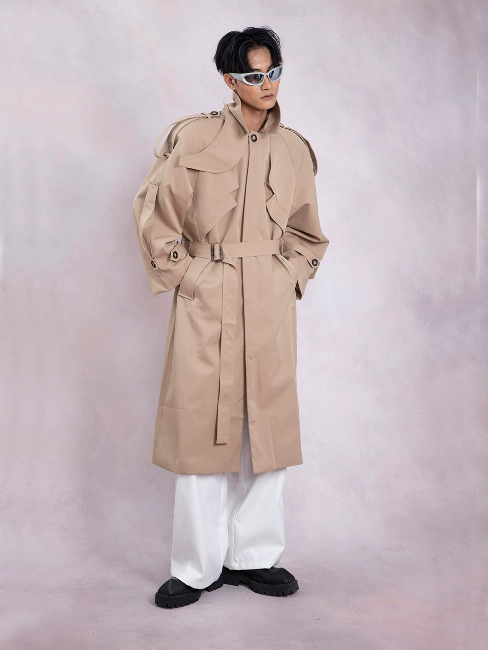 Deconstructed Oversize Shoulder Pad Trench Coat WN9330
