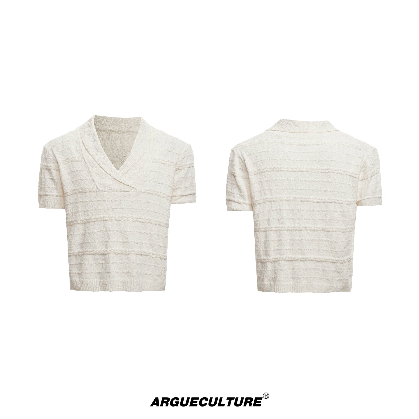 Embroidery V-Neck Short Sleeve Summer Knit T-shirt WN18369