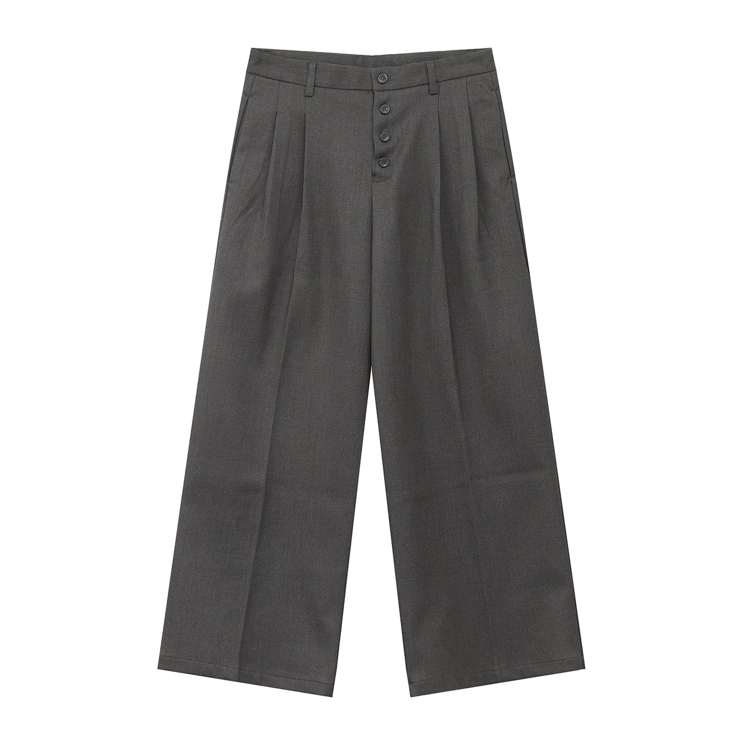 Button Pleats Wide Leg Trousers WN24996