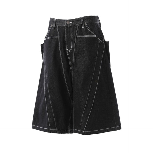 Raw Denim Deconstruction Wide Leg Half Pants WN26099
