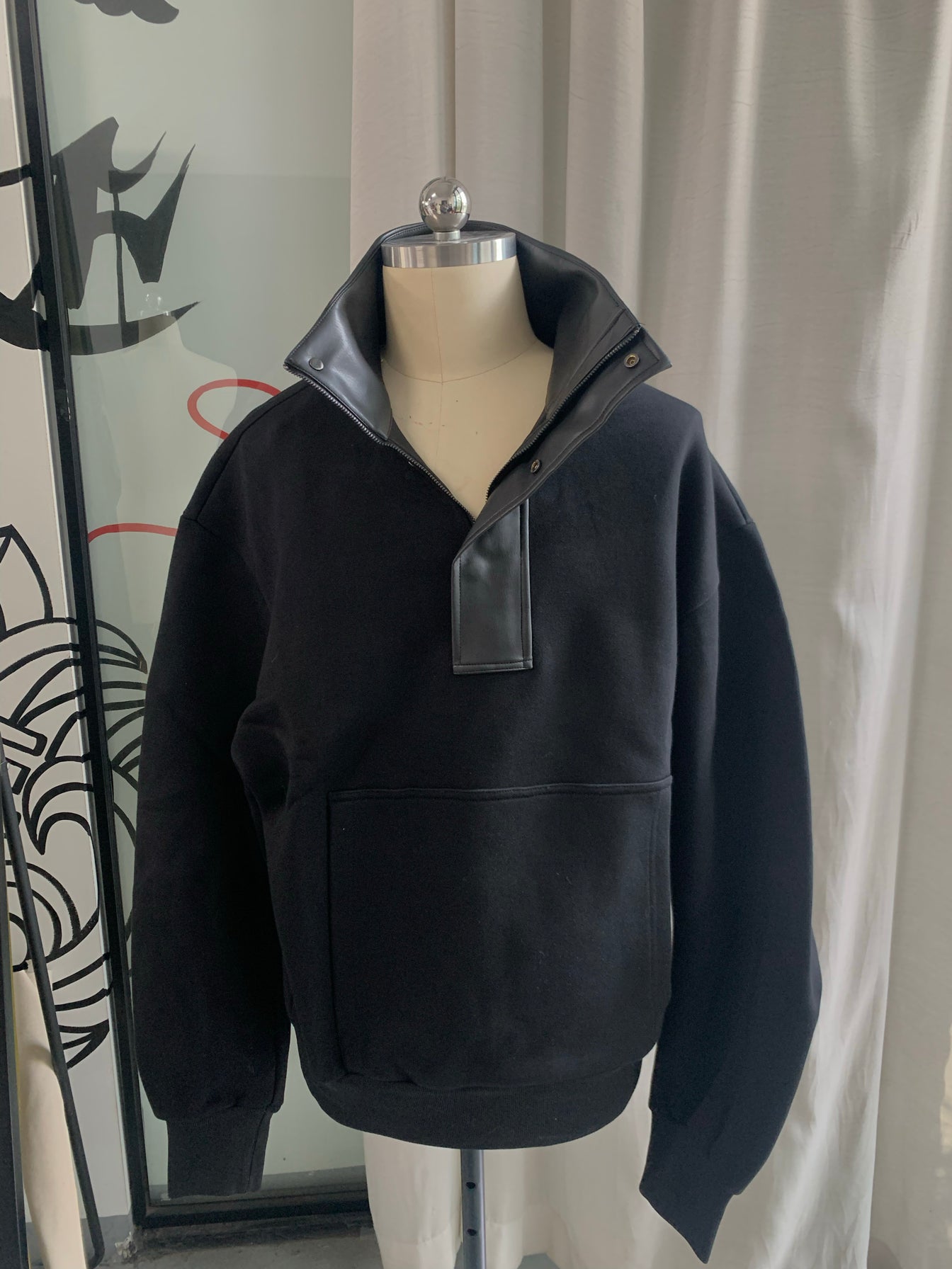 Oversize Stand Neck Sweatshirt & Wide Leg Sweatpants Setup WN15179