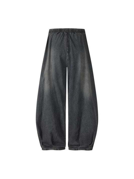 Washed Drawstring Wide Leg Denim Jeans WN27819