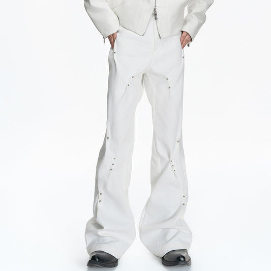 Heavyweight Rivet Pleats Straight Denim Jeans WN23554