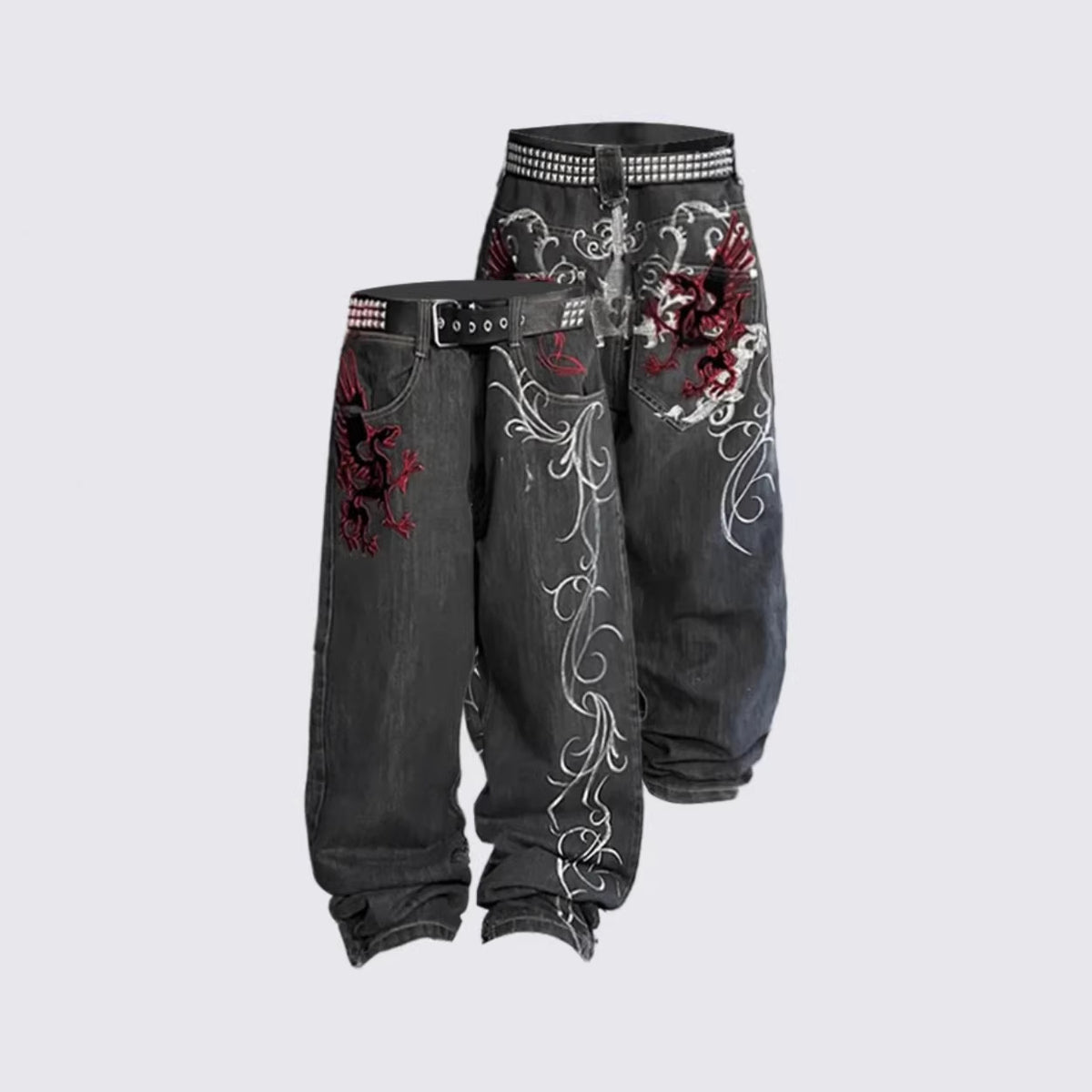 Embroidery Wide Leg Denim Jeans WN28049