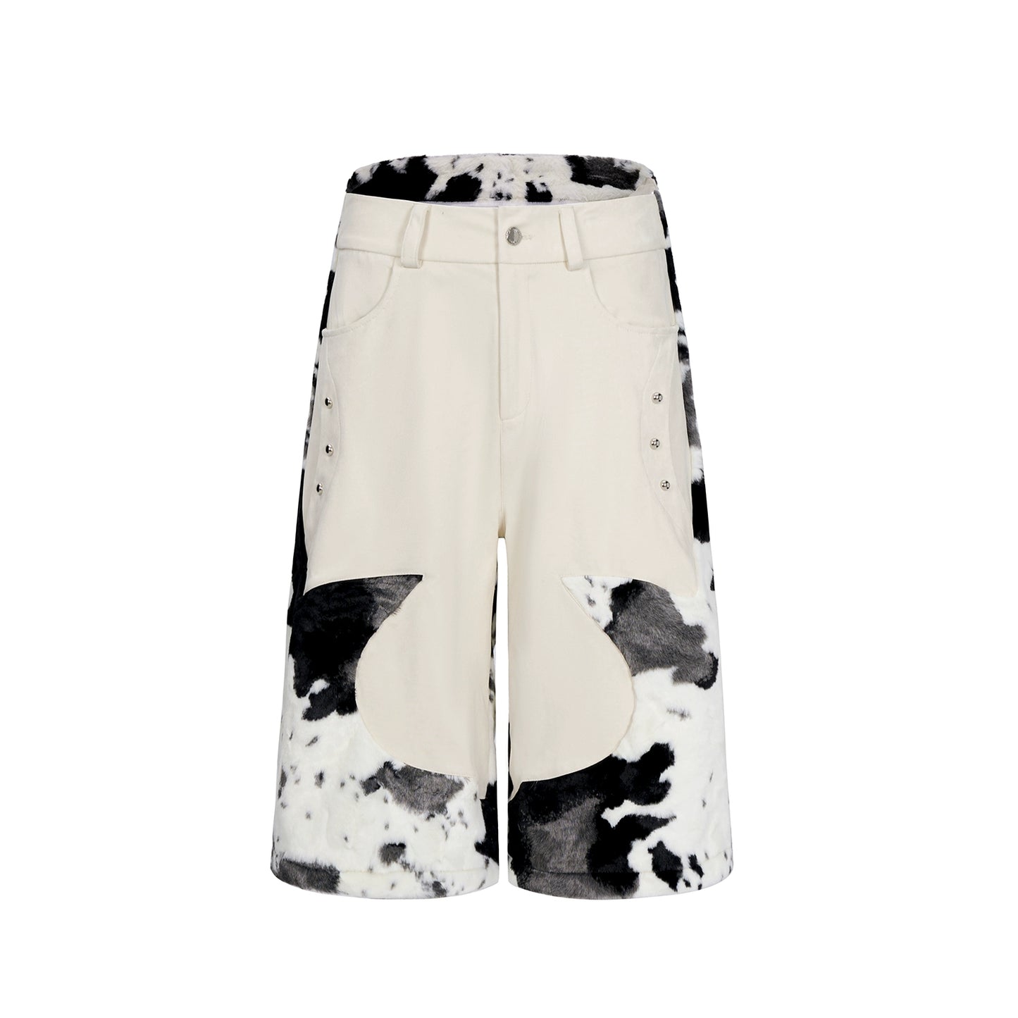 Patchwork Milk Fleece Fake Fur Half Pants WN18294