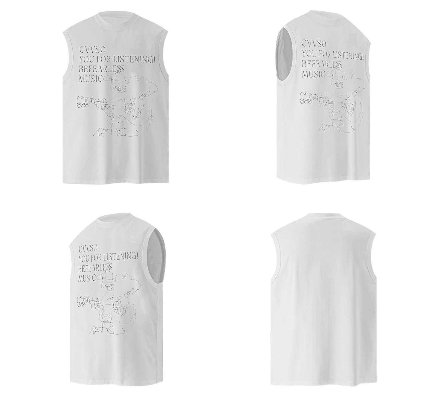 Guitarist Print Oversize Sleeveless T-Shirt WN26385